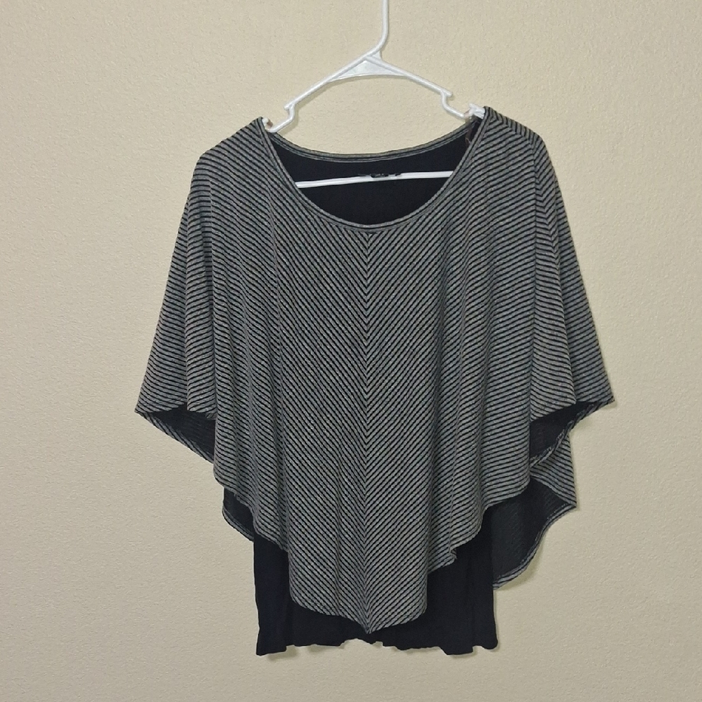 AB Studio Black and Gray Striped Top